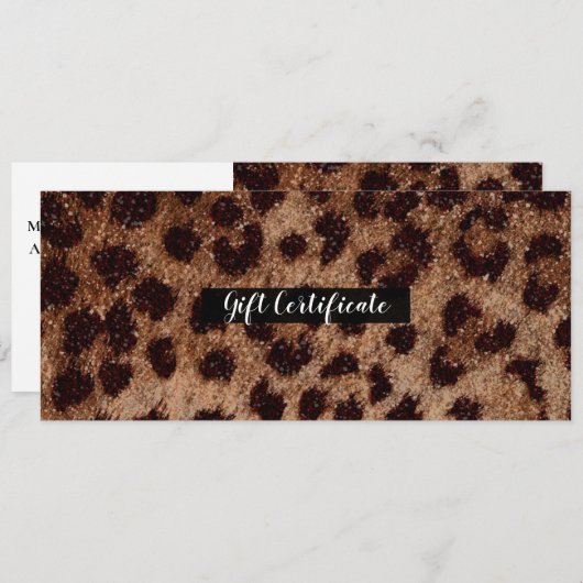 Sparkly Glitter Leopard Cheetah Gift Certificaat Kaart (Voorkant / Achterkant)