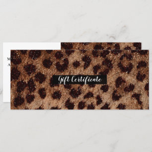Sparkly Glitter Leopard Cheetah Gift Certificate Kaart