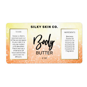 Sparkly Glitter Oranje Yellow Body Butter Label