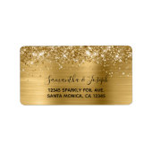 Sparkly Glittery Gold Foil Wedding Etiket (Voorkant)