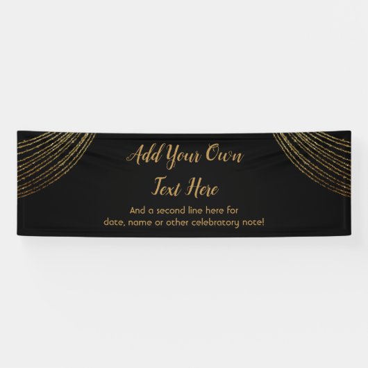 Sparkly Glittery Gold Garland voegt uw eigen tekst Spandoek (Horizontaal)
