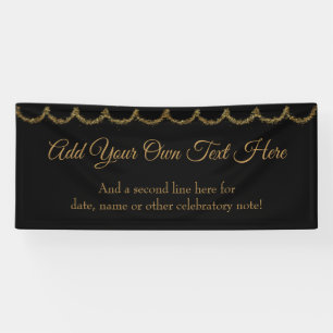 Sparkly Glittery Gold Garland voegt uw eigen tekst Spandoek