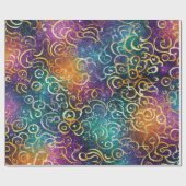 Sparkly Glittery Paarse Blauwe en Gouden Swirls Cadeaupapier (Vlak)