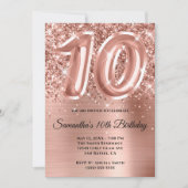 Sparkly Glittery Roos Gold Glam 10e verjaardag Kaart (Voorkant)