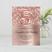 Sparkly Glittery Roos Gold Glam 5e verjaardag Kaart (Staand voorkant)