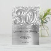 Sparkly Glittery Silver Glam 30th Birthday Kaart (Staand voorkant)