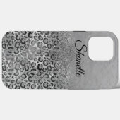 Sparkly Glittery Silver Leopard gepersonaliseerd Case-Mate iPhone Case (Achterkant (horizontaal))