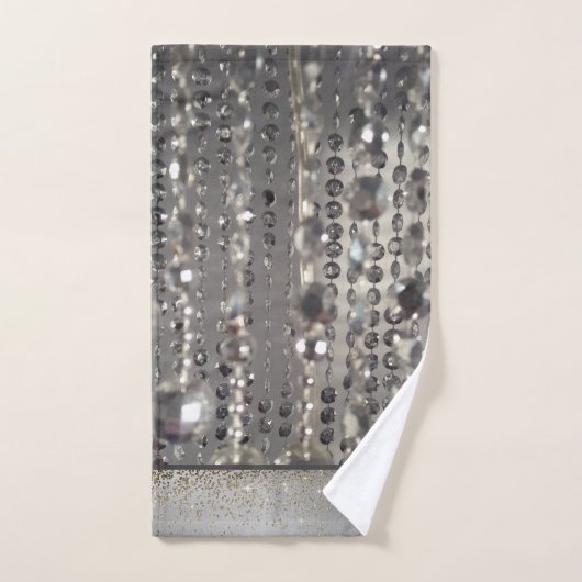 Sparkly Glittery Silver Stringed Beads Bad Handdoek (Handdoek)