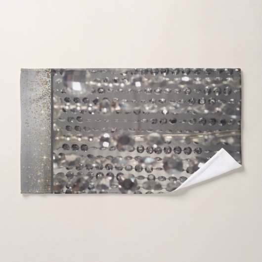 Sparkly Glittery Silver Stringed Beads Bad Handdoek (Handdoek)