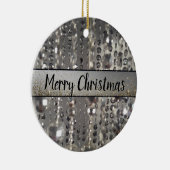 Sparkly Glittery Silver Stringed Beads Keramisch Ornament (Rechts)