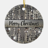 Sparkly Glittery Silver Stringed Beads Keramisch Ornament (Voorkant)