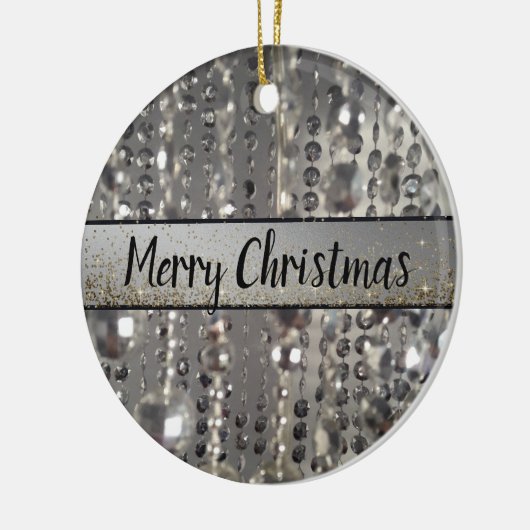 Sparkly Glittery Silver Stringed Beads Keramisch Ornament (Links)