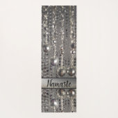 Sparkly Glittery Silver Stringed Beads Yogamat (Achterkant)