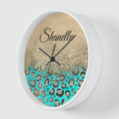 Sparkly Glittery Turquoise Leopard gepersonaliseer (Hoek)