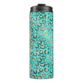 Sparkly Glittery Turquoise Leopard Thermosbeker (Voorkant)