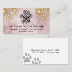 Sparkly Gold Bokeh Hond Grooming Logo Visitekaartje