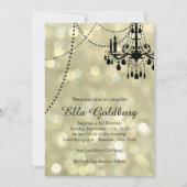 Sparkly Gold Chandelier Bat Mitzvah Uitnodiging (Voorkant)