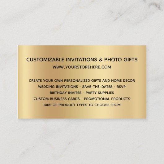 Sparkly Gold Confetti Glitter Ombre Online Store Visitekaartje (Achterkant)