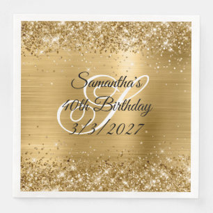 Sparkly Gold Glitter en Folie 40e verjaardag Servet