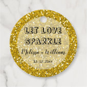 Sparkly Gold Glitter Laat Liefde Sparkle Bedankjes Labels (Voorkant)