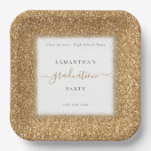 Sparkly Gold Glitter Name Graduparty Papieren Bordje (Voorkant)