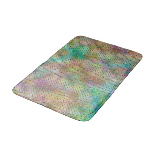 Sparkly Gold Rainbow Lights Chevron Pattern Badmat (Gekanteld)