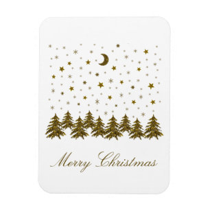 Sparkly gouden Kerstboom, maan, sterren Kerstmis Magneet