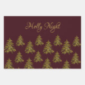 Sparkly gouden kerstboom op rode kerst inpakpapier vel (Voorkant 3)