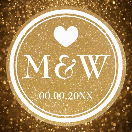 Sparkly gouden monogram huwelijksgunst stickers ze