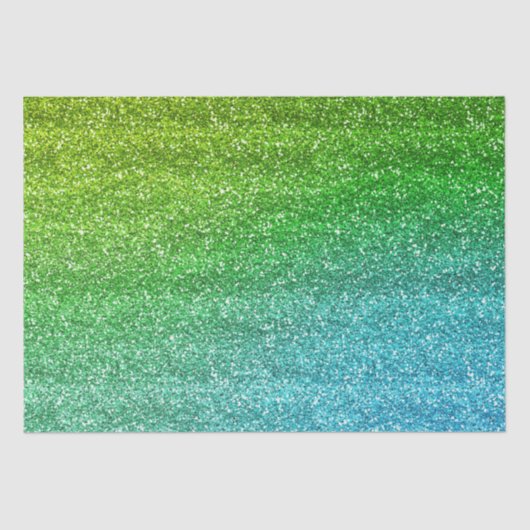 Sparkly Green & Blue Gradient Glitter Tissuepapier (Voorkant)
