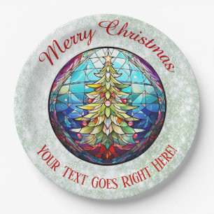Sparkly Green Glitter Glas in lood Kerstboom Papieren Bordje