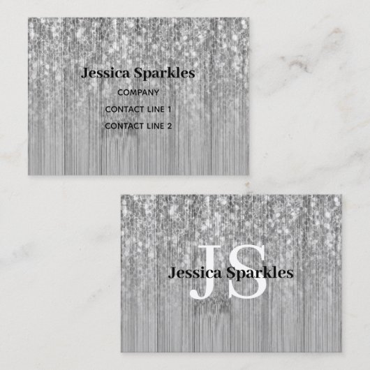 Sparkly grijs zilverbamboehout (Monogram) Visitekaartje (Voorkant / Achterkant)