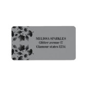 Sparkly grijs zilverblad herfst najaarpatroon etiket (Voorkant)