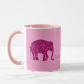 Sparkly heet roze Olifant faux fonkelt op roze Mok (Links)