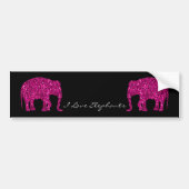 Sparkly heet roze Olifant faux sparkles Jouw tekst Bumpersticker (Voorkant)