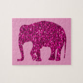 Sparkly heet roze Olifant faux sparkles Legpuzzel (Horizontaal)