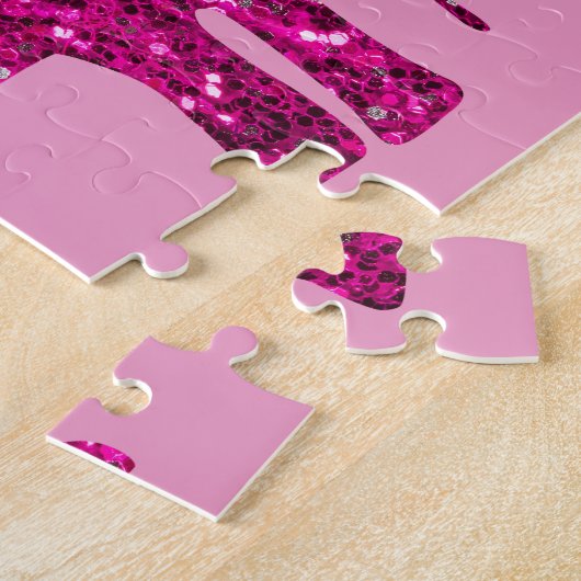 Sparkly heet roze Olifant faux sparkles Legpuzzel (Zijkant)