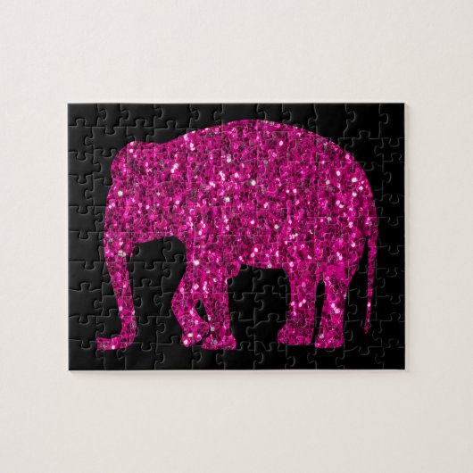 Sparkly heet roze Olifant faux sparkles Legpuzzel (Horizontaal)