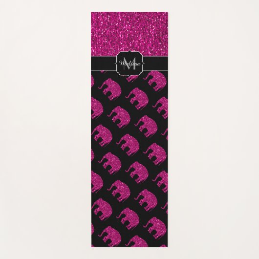 Sparkly heet roze Olifant faux sparkles Monogram Yogamat (Voorkant)