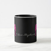 Sparkly heet roze Olifant faux sparkles op zwart Mok (Midden)