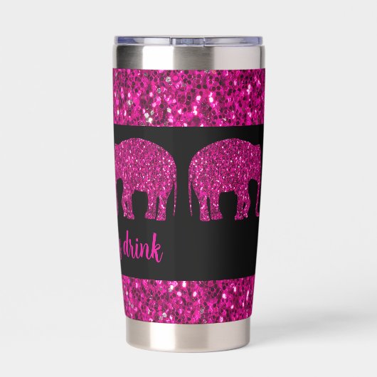 Sparkly hete roze Olifant sparkle Aangepaste naam Geïsoleerde Drinkbeker (Achterkant)