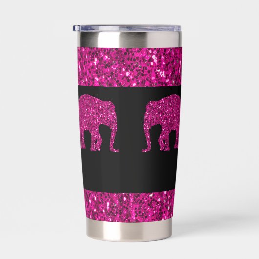 Sparkly hete roze Olifant sparkle Aangepaste naam Geïsoleerde Drinkbeker (Rechts)