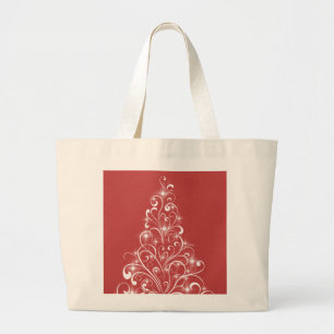 Sparkly Holiday Tree Bag, rood Grote Tote Bag