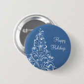 Sparkly Holiday Tree Button, blauw Ronde Button 5,7 Cm (Voorkant /achterkant)