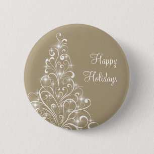 Sparkly Holiday Tree Button, latte Ronde Button 5,7 Cm