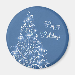 Sparkly Holiday Tree Magnet, Blue Magneet