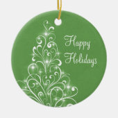 Sparkly Holiday Tree Ornament, groen Keramisch Ornament (Voorkant)