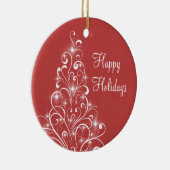 Sparkly Holiday Tree Ornament, rood Keramisch Ornament (Rechts)
