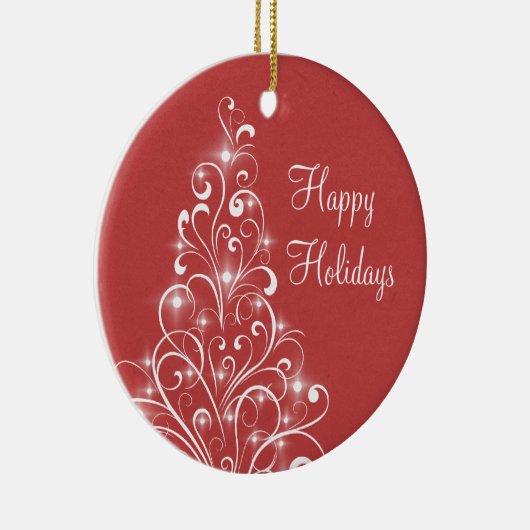 Sparkly Holiday Tree Ornament, rood Keramisch Ornament (Rechts)