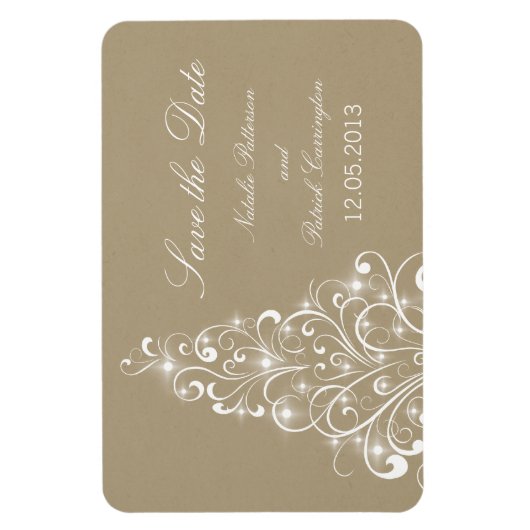 Sparkly Holiday Tree Save the Date Magnet, Beige Magneet (Verticaal)